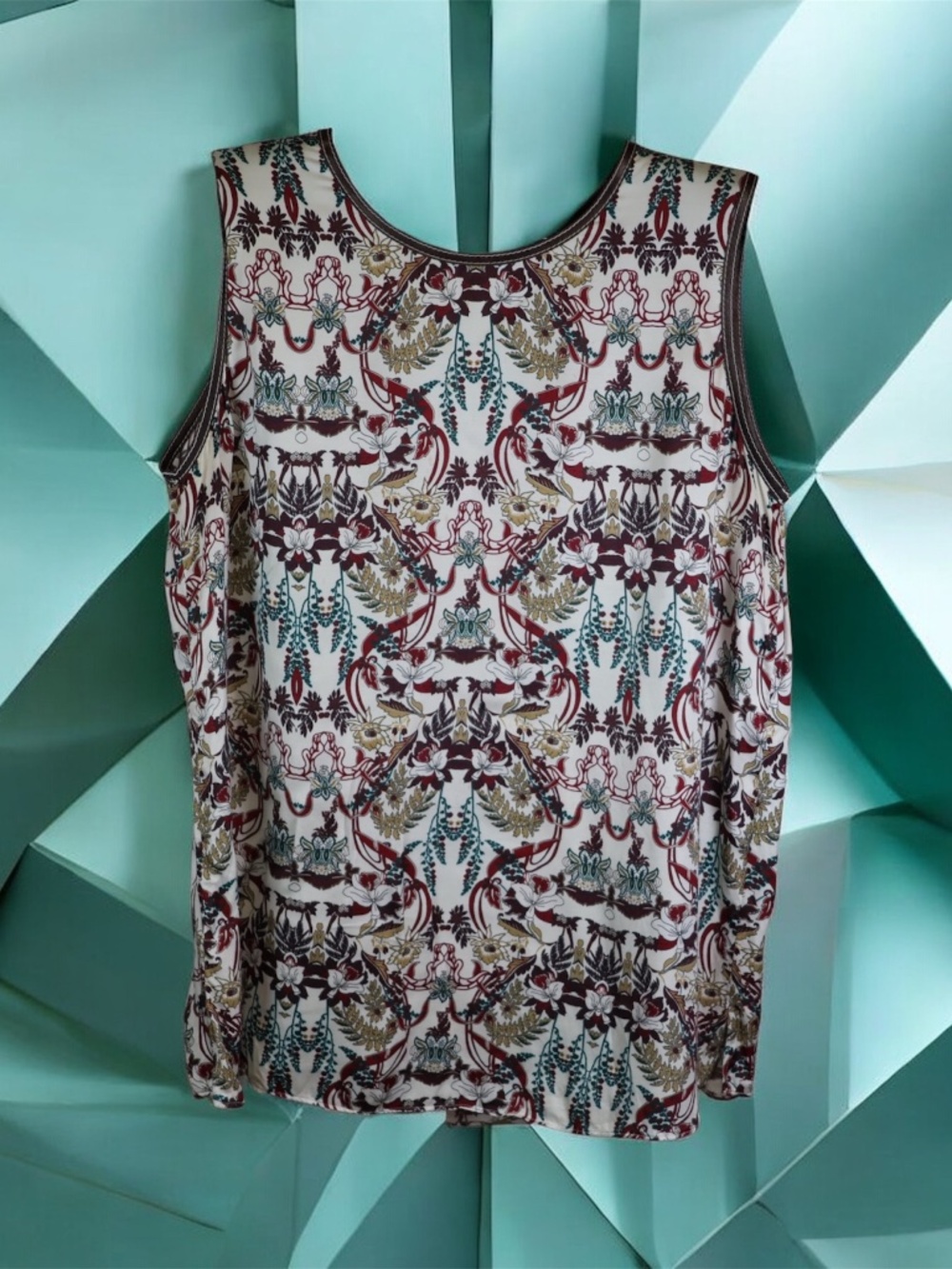 Massimo Dutti Floral Sleeveless Blouse Top US 6 EU 38